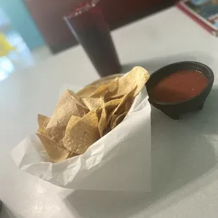 Complimentary chips and salsa.