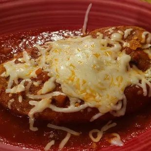 Cheese Stuffed Chili Relleno was special request. Ususally served with hamburger.