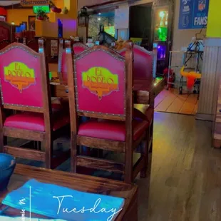 tables and chairs in a restaurant
