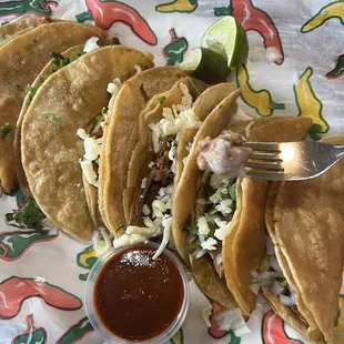 Birria tacos with rojo sauce
