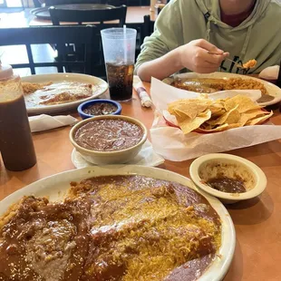 Beef enchilada dinner.