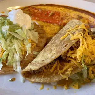 #2 ladies plate with cheese enchilada, bean and cheese chalupa, and crispy taco.
