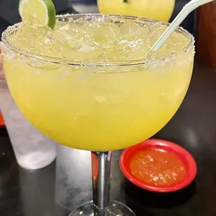 two margaritas on a table
