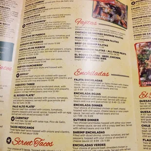 a menu for a mexican restaurant