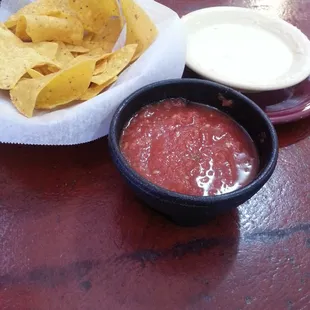 The delicious chips salsa and dip :)