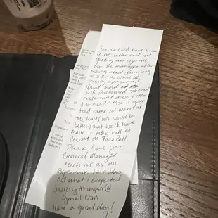 The note we left out waitress, Amy.