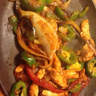 Lunch sized portion of the chicken picante fajitas. Perfect portion, just add $1 after 3pm.