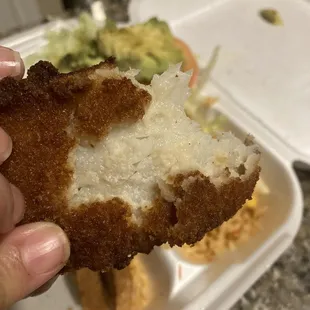 No flavor in the breading and super dry.