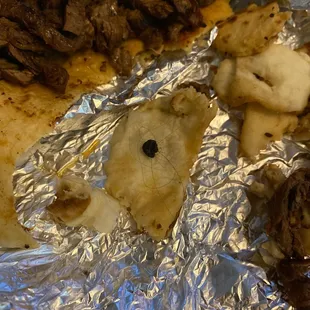 Rubber band and wad of hair