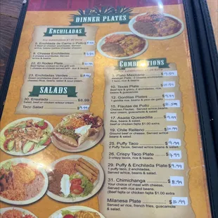 Combinations, enchiladas and salads