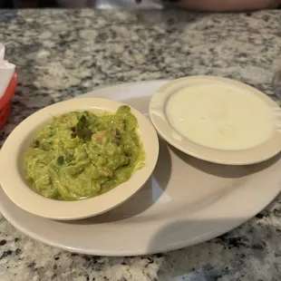 Guac and Queso. Simple but edible.