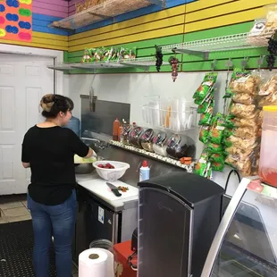 a woman preparing food