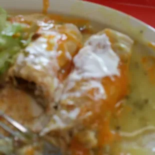 Enchiladas with green sauce