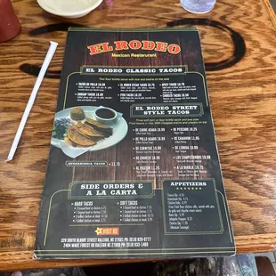 a menu for a mexican restaurant