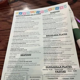 menu