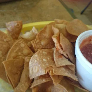 Burnt and undercooked tortilla chips yummy