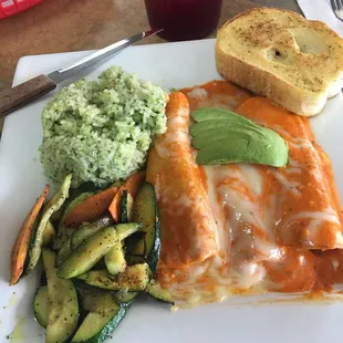 Shrimp enchiladas.