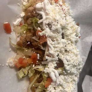 huaraches de asada, more like ground beef with a taste of spoiled blood