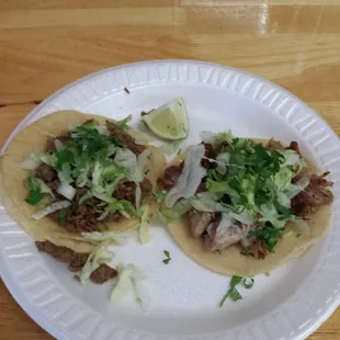 Taco of Asada and one of Carnitas yum!
