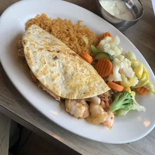 Lunch seafood quesadilla, $10.99!!!!!!