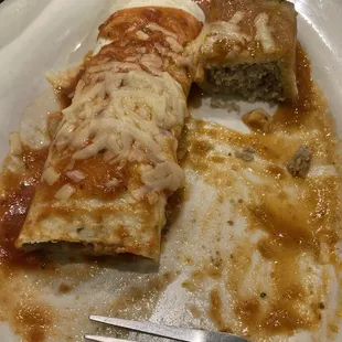 Buritto, tamale, and taco for dinner.