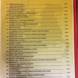menu