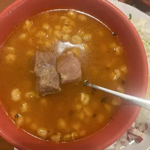 Large pozole (disappointed with meat portion)