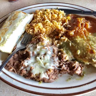 To good to wait so I Took a few bites and had to take a photo! Chile Relleno and Pork burrito!