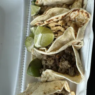 Steak and Chicken Tacos with Flour Tortilla