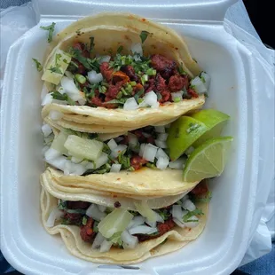 Pastor tacos were very flavorful and authentic.