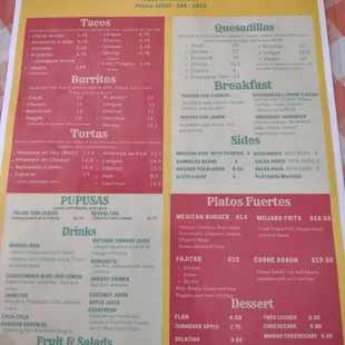 menu