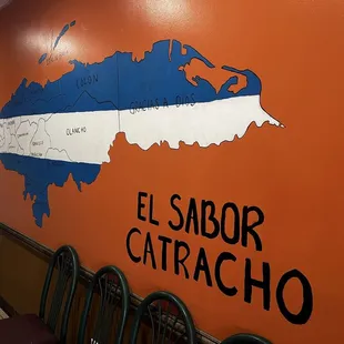 A painting in the hallway showing all the states in Honduras