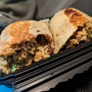 Steak burrito with avocado