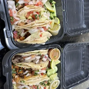 Shrimp, chorizo &amp; steak tacos