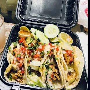 Shrimp + chicken tacos!!