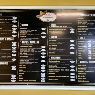 Menu as of 2/24/24