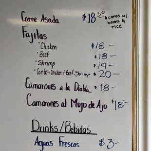 Whiteboard Menu (October 2022)