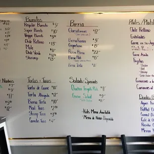 Menu as of May 26, 2021