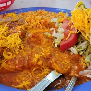 Combination #1 carne adovada, tamale, enchilada, and taco