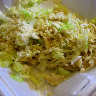 Chicken Guarache.  You can't see the masa flatbread under the chicken, lettuce and queso fresco.