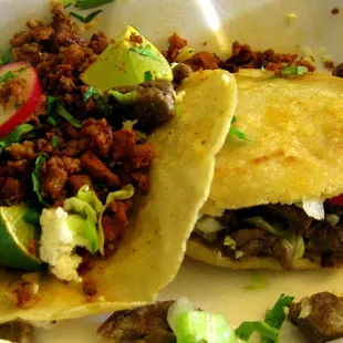 Marinated pork taco and steak Gordita.