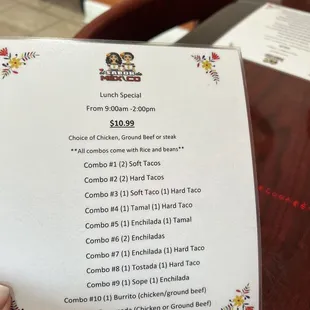 a menu for a mexican restaurant