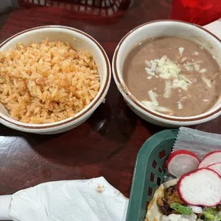Side of rice and beans.