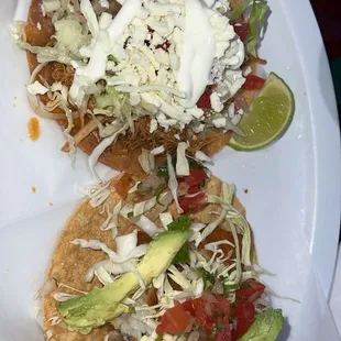 Chicken tostada and fish tostada