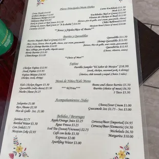menu