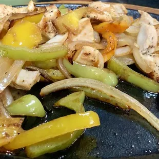 Chicken fajitas- chicken especially was so well-prepared