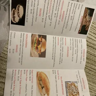 a menu for a restaurant