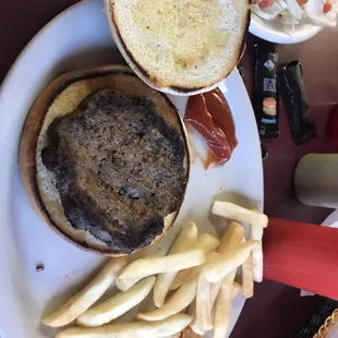 7.99 burger basket with no veggies or condiments.had to ask for everything after waiting almost an hour!So disappointing