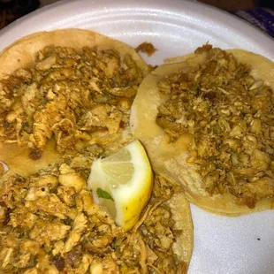 3 plain chicken tacos