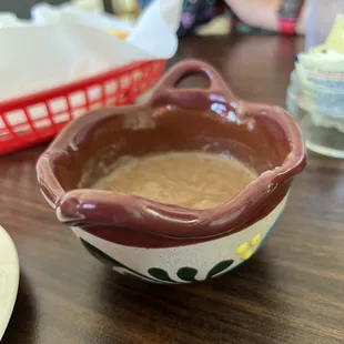 a bowl of soup on a table